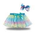 thumbnail image 4 of Toddler Girls Skirts Tulle Rainbow Color Sparkly Sequins Elastic Waist Party Dance Ballet Tutu Skirt With Hairpin 2 Pc Set Spring Elegant Skirt, 4 of 4