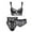 Black, variant on Women Push Up Embroidery Bras Set Lace Lingerie Bra and Panties and and High Waist Panty 3 Piece