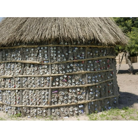 Recycling of Aluminium Cans as Used in Traditional House, Botswana, Africa Print Wall Art By Peter (Best Houses In Africa)