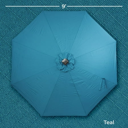 Sun Ray - 9' Round 8Rib Aluminum Bluetooth Solar Lighted Umbrella - Grey