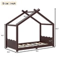 thumbnail image 4 of Leumius Twin Size House Shape Bed,Montessori House Bed Solid Wood Floor Bed for Kids,No Box Spring Needed,Espresso, 4 of 11