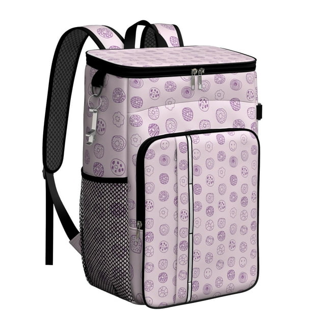 Pastel Donut Pattern Backpack Cooler, Leakproof Lunch Bag for Outdoor Activities and Picnic Use