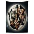 thumbnail image 2 of Ambesonne Leopard Tablecloth Rectangular Table Cover, Polygonal Globe Full Moon, 60"x84", Dark Blue Grey and Amber, 2 of 3