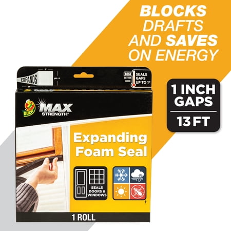 Duck Max Strength Expanding Foam Seal for Door and Windows, 1 in. x .25 in. x 13 ft.
