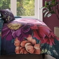 thumbnail image 6 of Bebejan Vibrant Flora 5 Piece Comforter Set, Blue, King, 100% Cotton Sateen, Reversible, All Season, Cozy Comfort, 6 of 11
