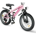 thumbnail image 6 of 20 Inch  Mountain Bike Gift – 7-Speed Gears, Dual Disc Brakes, Shock Absorber Front Fork, LED Light – Silver & Pink, 6 of 8