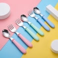 thumbnail image 3 of Stcellnmex 6 Pieces Colored Stainless Steel Fork and Spoon Silverware Set Round Handle Flatware Dishwasher Safe for Home Restaurant Kitchen, 3 of 7