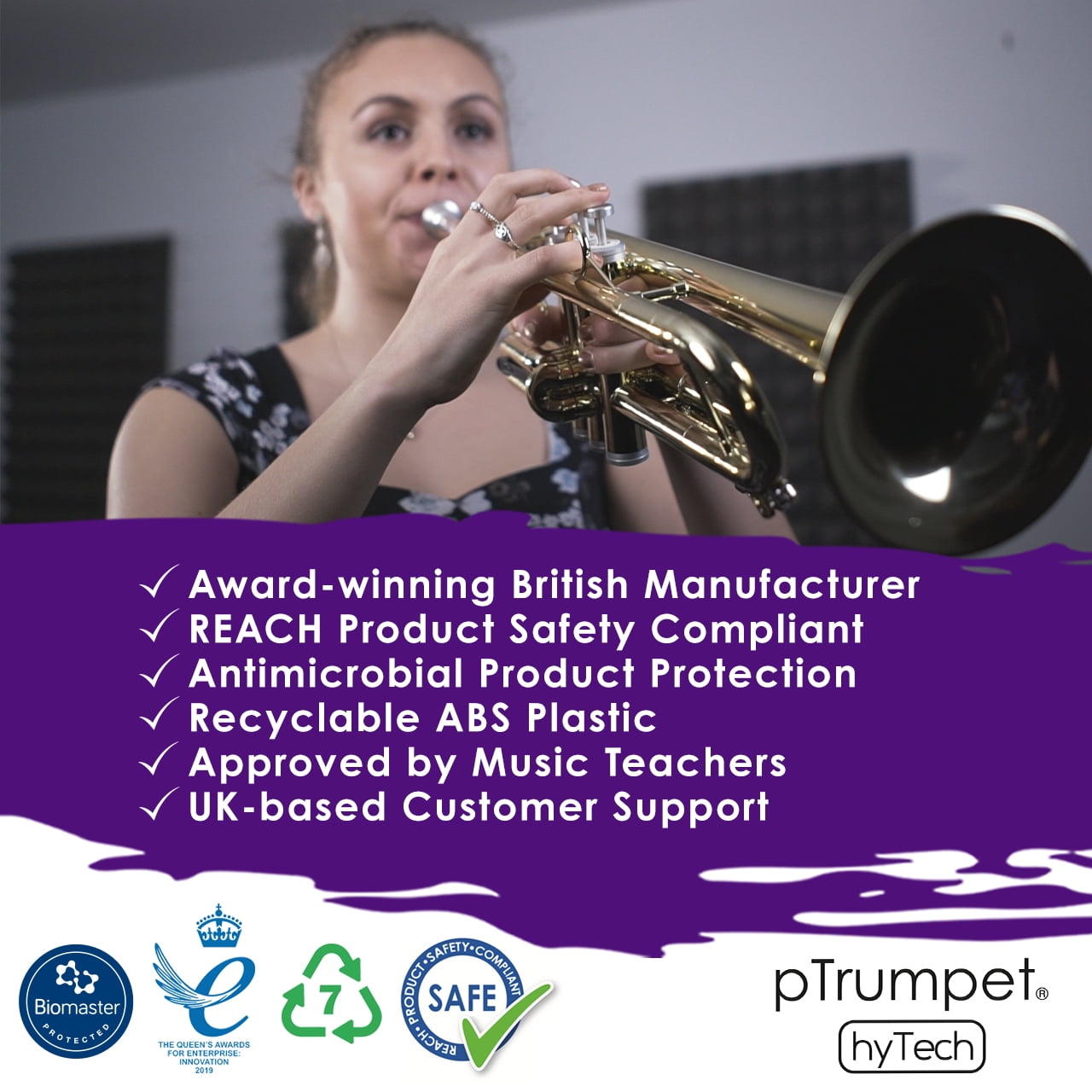 pTrumpet pTrumpet hyTech Metal/Plastic Trumpet Silver