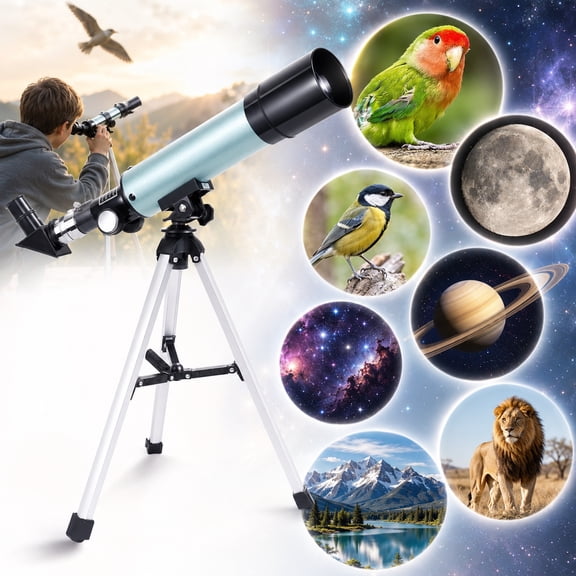 Siisll Astronomical Telescope, Telescope for 360/50mm 90X Zoom HD Outdoor Monocular Space Telescope Portable Refractor Spotting Scope with Tripod for /Adult/Beginners