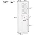thumbnail image 3 of 64" H Tall Bathroom 2 Doors & Drawer, Home Space Saver, Narrow Floor Freestanding Storage Cabinets with Adjustable Shelves for Living, Entryway, Laundry Room, Green, 3 of 7
