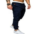 thumbnail image 3 of Men‘s Cargo Pants Slim Fit Sweatpants Jogger Drawstring Elastic Outdoor Trousers with Pockets, 3 of 6