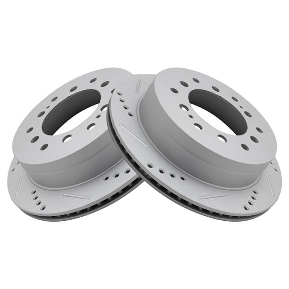 TRQ Rear Performance Brake Rotors Set Vented Premium G-Coated Cross Drilled & Slotted Fits Select 2003-2009 Lexus GX470 Toyota 4Runner 2007-2009 FJ Cruiser 2001-2007 Sequoia