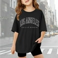 thumbnail image 2 of Boys T Shirt Los Angeles Letter Printed Short Sleeve Casual Oversized Summer T Shirts Graphic T Shirt for Boys 5-6 Years, 2 of 6