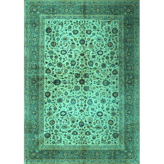 Ahgly Company Indoor Rectangle Persian Turquoise Blue Traditional Area Rugs, 5' x 7'
