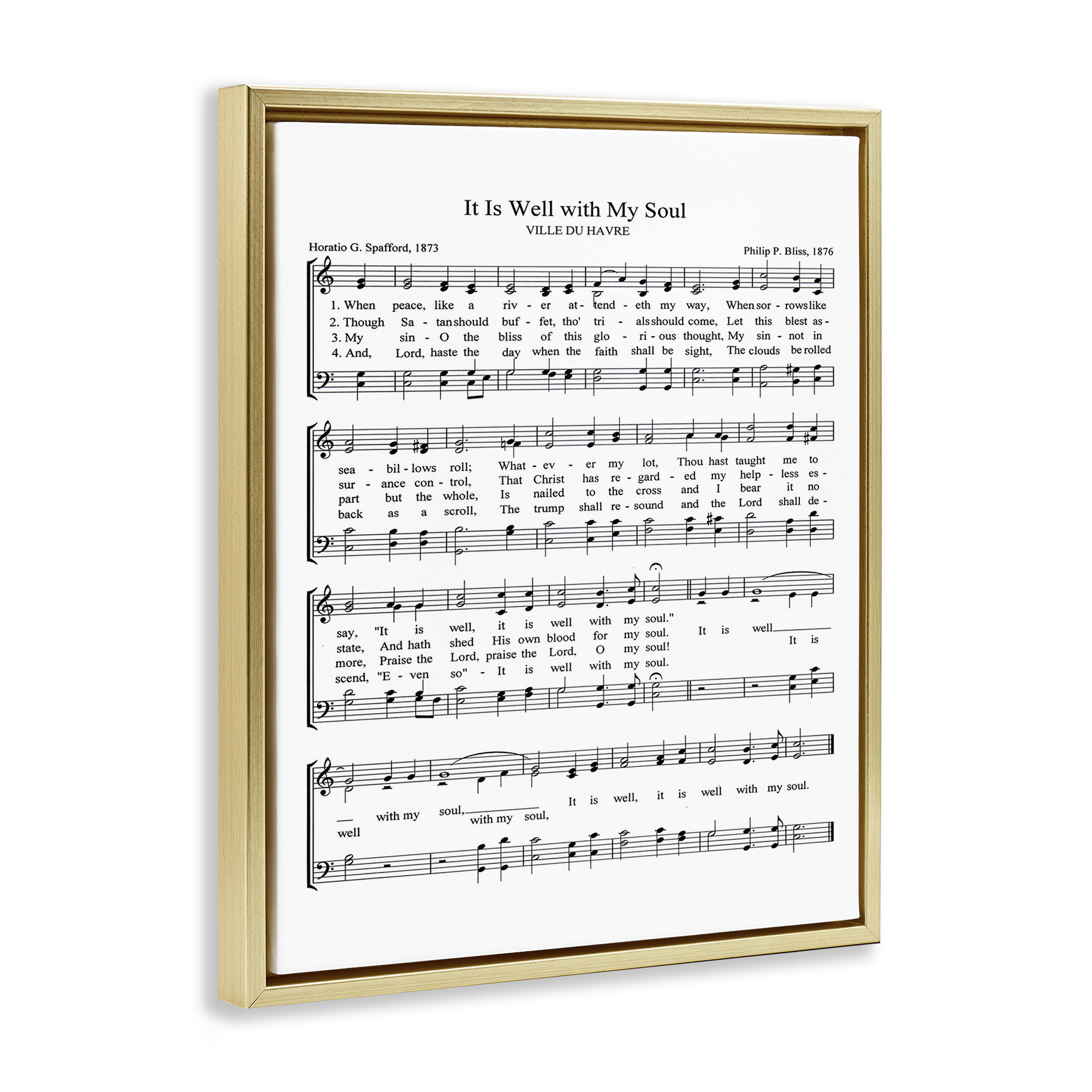 Stupell Industries Well With My Soul Sheet Music Beauty & Fashion Painting Gold Floater Framed Canvas Art Print Wall Art, 25 x 31