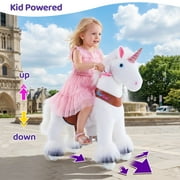 PonyCycle Ride-On Unicorn Toy with Sound and Hand Brake, Kid-Powered, Ages 3–4, White, U304