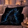 thumbnail image 6 of Black Panther Cosmic Fantasy, Peaceful Celestial Art Scene, Warm Flannel Blanket for Cabin and Lodge with Detailed Artwork, Wildlife Lovers Housewarming Gift, Fantasy Home Decor, 6 of 9