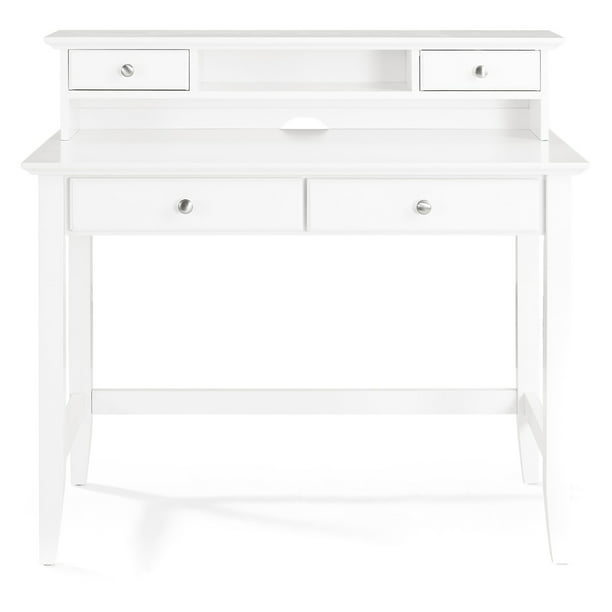 Campbell Writing Desk With Hutch In White Finish Walmart Com