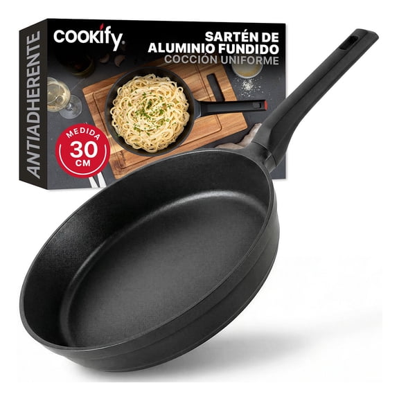 Sartén de Aluminio con Revestimiento Antiadherente, 100% Libre de PFOA Cookify (Color Negro 30 cm)
