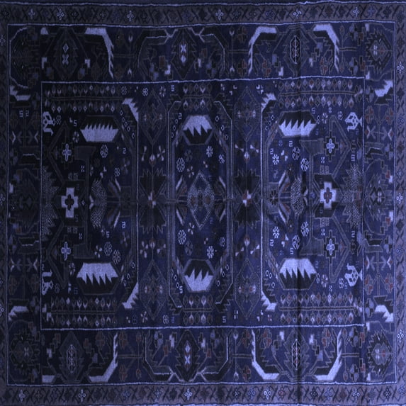 Ahgly Company Machine Washable Indoor Square Persian Blue Traditional Area Rugs, 8' Square