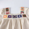 thumbnail image 6 of UngA Girl's 2 Piece Outfits Boho Floral Crochet Long Sleeve Top and Wide Leg Pants for Toddler Kids 3-4 Years,Beige, 6 of 7