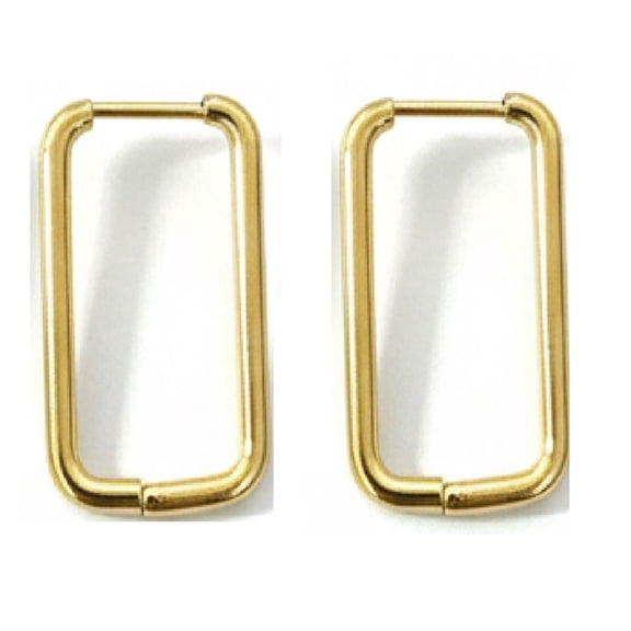 18k Gold Plated Thin Hoop Earrings Set for Women Trendy Stylish Golden Hypoallergenic Rectangle Lightweight Stainless Steel Non tarnish Earring Birthday Valentines Day Gift for Wife Girlfriend