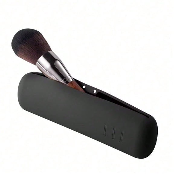 Silicone Makeup Brush Holder Travel Case Magnetic Closure Cosmetic Organizer Bag Black