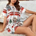 thumbnail image 4 of Balery Christmas Houses Conjunto de Pijama para Mujer con Estampado, Dos Piezas de Manga Corta y Shorts, Ropa de Dormir Suave con Cuello Redondo y Bolsillos-4X-Large, 4 of 6