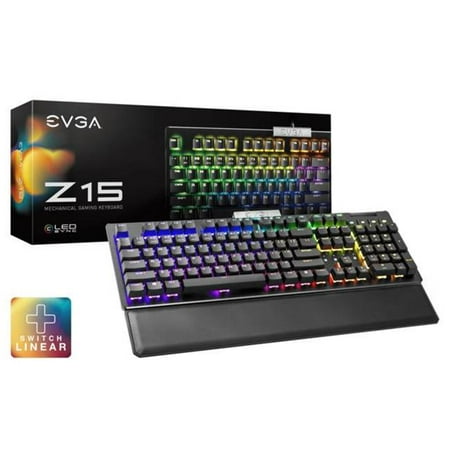 EVGA NVIDIA Evga Z15 Rgb Gaming Keyboard Hotswappable Switches Linear, 821-W1-15US-KR (8QA095)