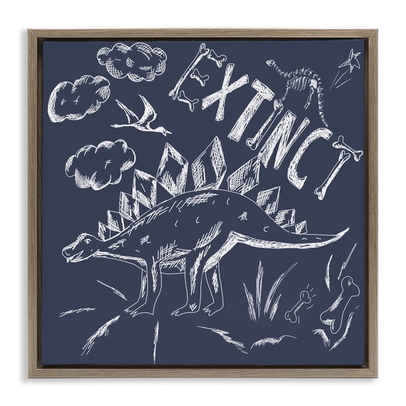 Stupell Industries Contemporary Sketchy Extinct Dinosaur Brown Floating Frame Canvas Art, 18 x 18, by HUE and MI and Sangita