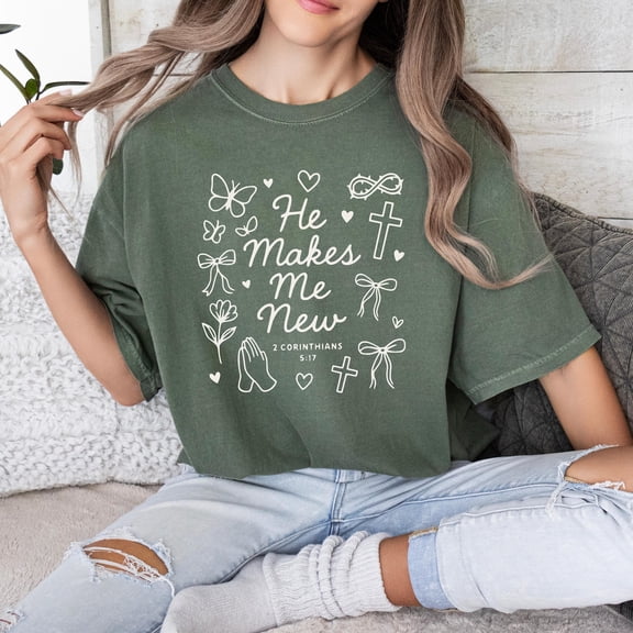 Bible Verse Christian Minimalist Shirt, Make All Things New, Bible Scripture Shirt, Religious Mom Shirts, Faith Based Tshirt, God Lover Tee, F5461 All Size S-5Xl