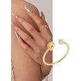 thumbnail image 3 of 1 anillo abierto de latón con diamantes de imitación y letra D dorada, anillo de sello personalizado grabado., 3 of 3