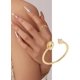 thumbnail image 3 of 1 anillo abierto de latón con diamantes de imitación y letra D dorada, anillo de sello personalizado grabado., 3 of 3