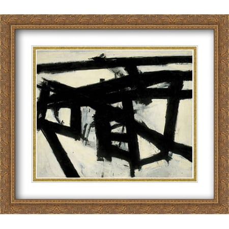 Mahoning 2x Matted 31x28 Large Gold Ornate Framed Art Print by Franz Kline