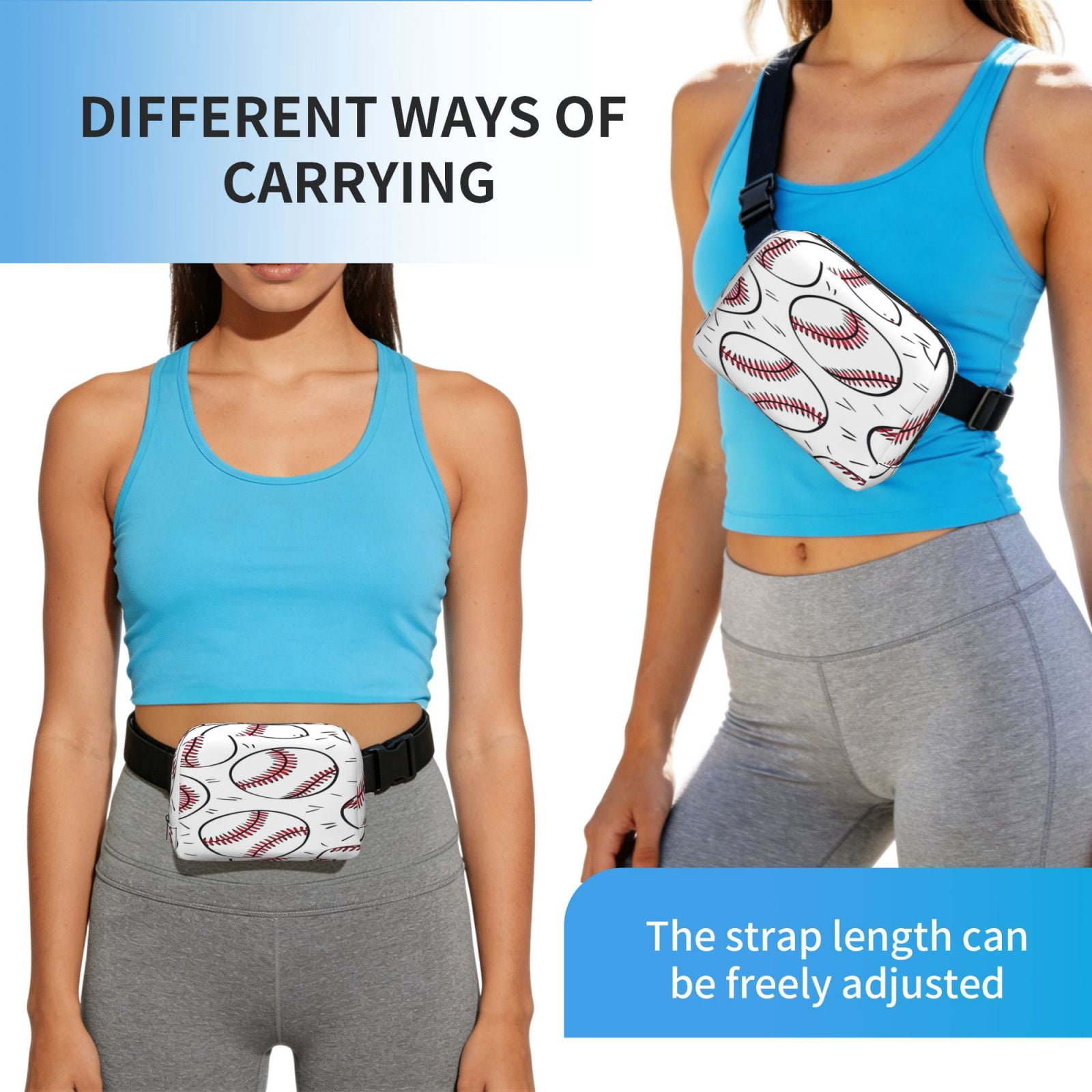 Unisex Square Waist Bag Stylish Backpack For Hiking Running Fitness Workouts Shopping And Travel Baseball Theme Sporty Dynamic Style (2)