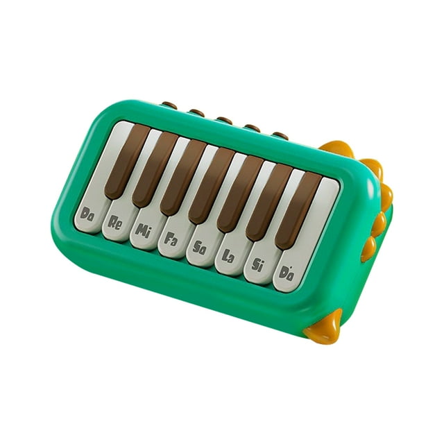 15-Key Mini Electronic Keyboard for Beginners, Portable Pocket Piano with Illuminated Keys, Multi-Tone Function (Piano/Violin/Xylophone Modes), Green Color, Powered by 3 AAA Batteries (Not Included)