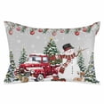 thumbnail image 2 of Grey Christmas Queen Size Pillow Cover, Pillowcase Protectors with Zipper, Breathable Decorative Throw Pillow Case Cover, Snowman Xmas Truck Balls Tree Pillow Shams for Couch Sofa 20x30Inch, 2 of 8