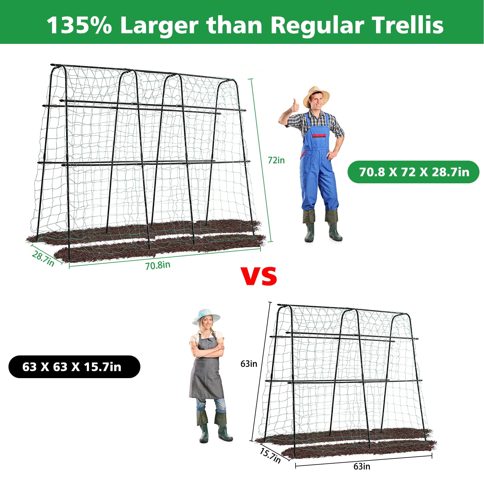 ROMUCHE Thickened Tube Garden Arch Trellis, 5.9ft Tall Metal Cucumber Trellis Large Arbor Trellis for Climbing Plant Support Vines Vegetable Flower Raise Bed