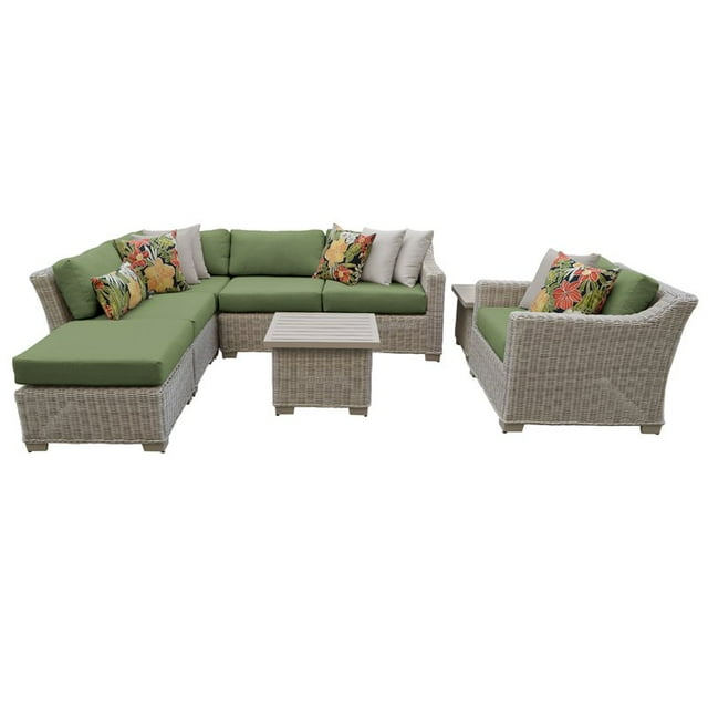 Coast 8 Piece Outdoor Wicker Patio Furniture Set in Cilantro