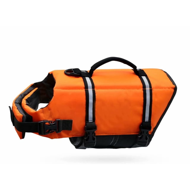 Ripstop Gilets de Sauvetage pour Chiens avec Forte Flottabilité et Poignée de Sauvetage, Réflect-TG Orange