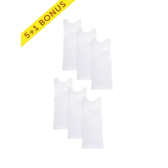 Hanes Boys' White Tank Undershirts, 5 1 Bonus Pack