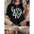 thumbnail image 1 of Camiseta informal de manga corta y cuello redondo para mujer, con estampado geométrico y diseño de corazón "Hello 4U", ajuste cómodo para todas las estaciones. Ideal para adultos, hombres, mujeres, ad, 1 of 6