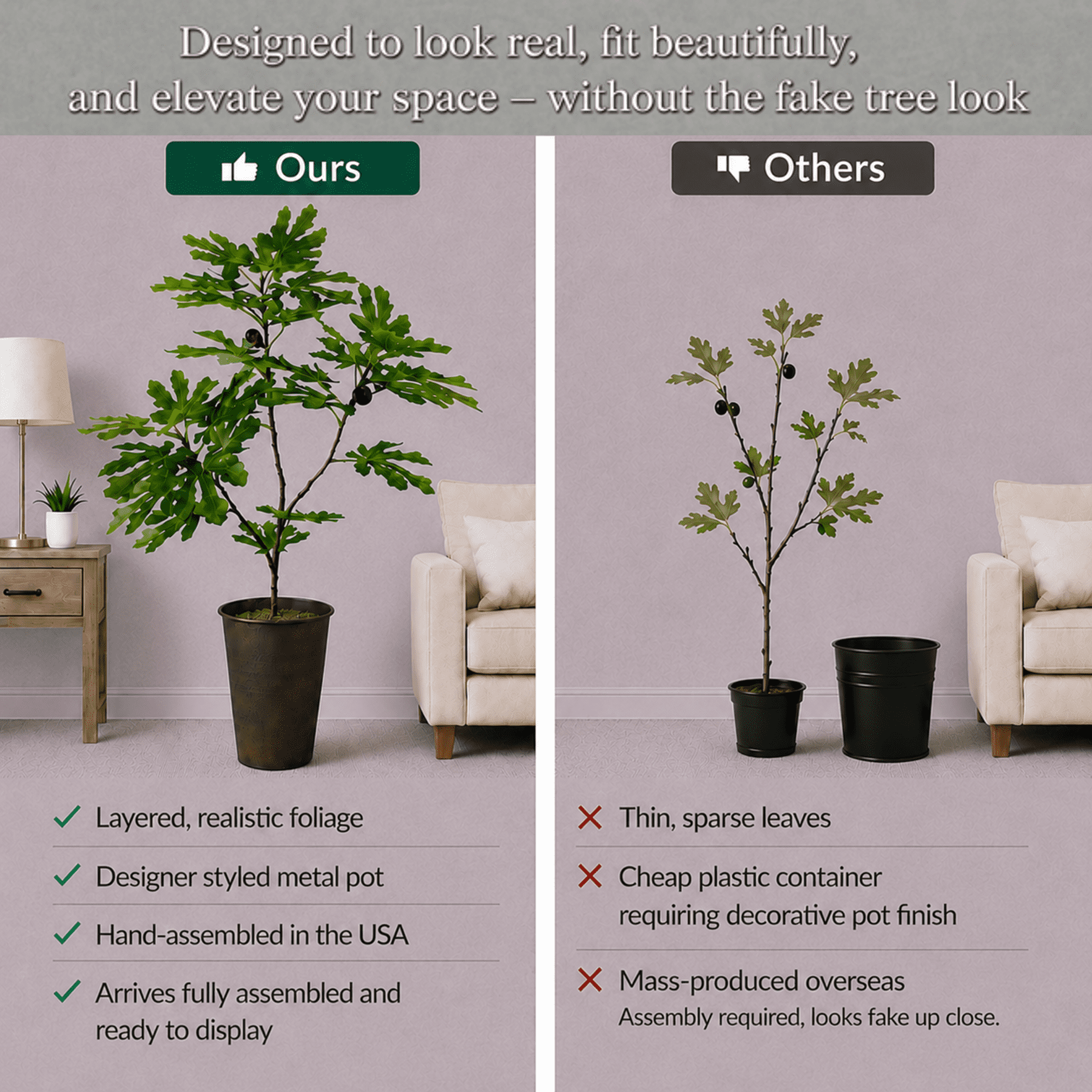 Artificial Tree, 3ft Artificial Fig Plant with Realistic Fig Fruits in a Black Textured Metal Pot by LCG Florals, Fake Indoor Faux Tree for Living Room, Office, and Home Decor