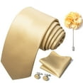 thumbnail image 4 of Stylish Polyester Tie Pocket Square Cufflinks Lapel Pin Men's Formal Wear Collection, 4 of 8