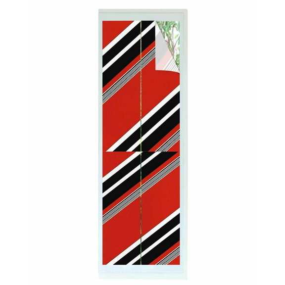 Window Privacy Film Red Black Stripe Stained Glass Window Film Decorative Sun Block Window Cover Geometric Simple Color Line Window Clings Static Adhesive Sticker for Bathroom 29.5"x118"