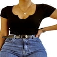 thumbnail image 2 of Crop Tops for Women Summer Cute Solid Slim Fit Cropped Tank Tops Basic T Shirt, 2 of 6