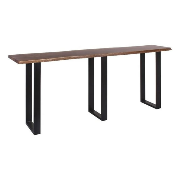 Pemberly Row 90" Wood Live Edge Console Table in Brown/Black