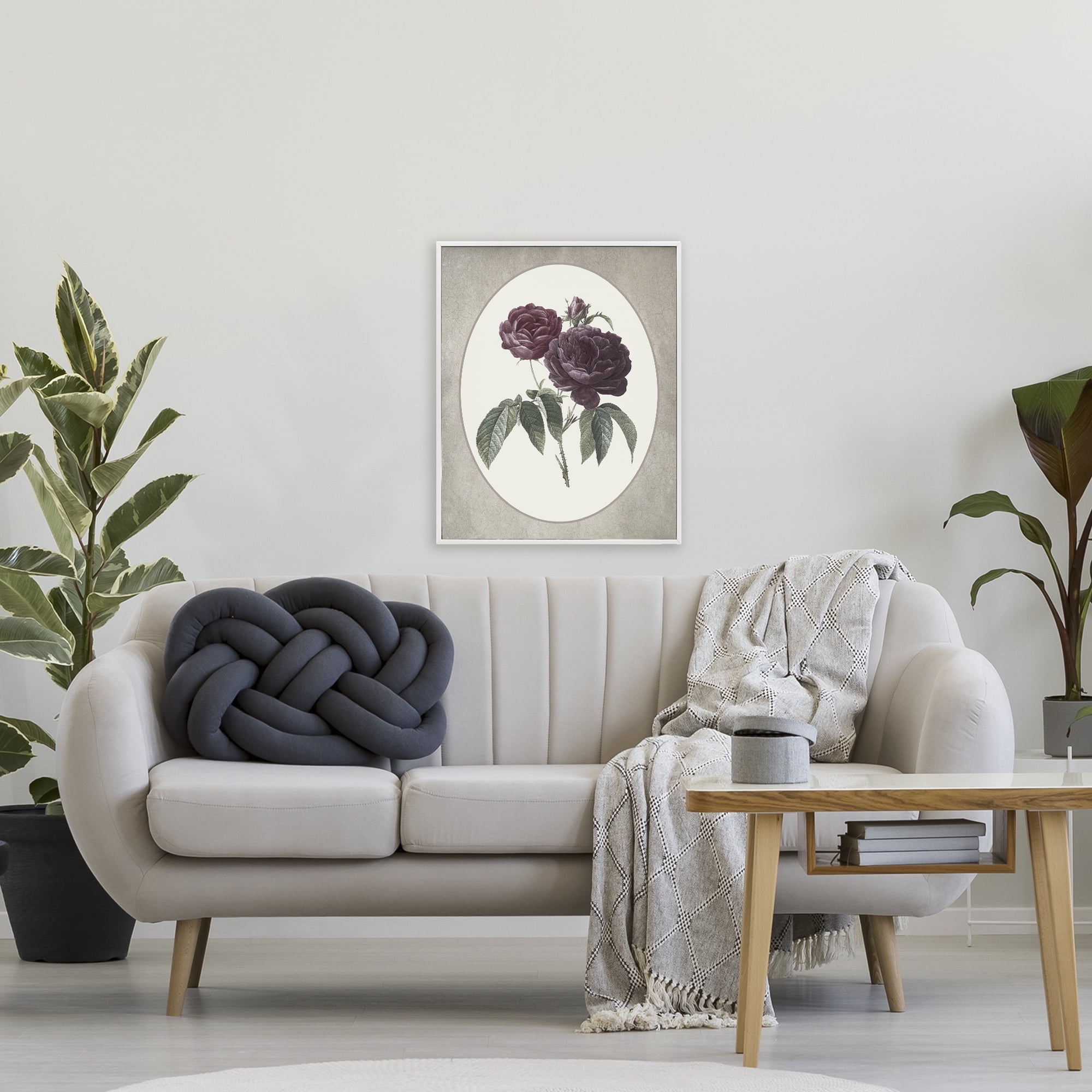 Vintage Blooms within Oval White Framed Giclee Art, design by Lettered and Lined