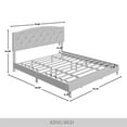 thumbnail image 4 of Castle Place Button Tufted Linen Upholstered Platform Bed, Light Grey, King, 4 of 6