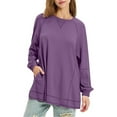 thumbnail image 2 of RXIRUCGD Sweat à Capuche à Manches Longues Patchwork Couleur Unie Décontracté pour Femmes, Violet, Taille : L, 2 of 7
